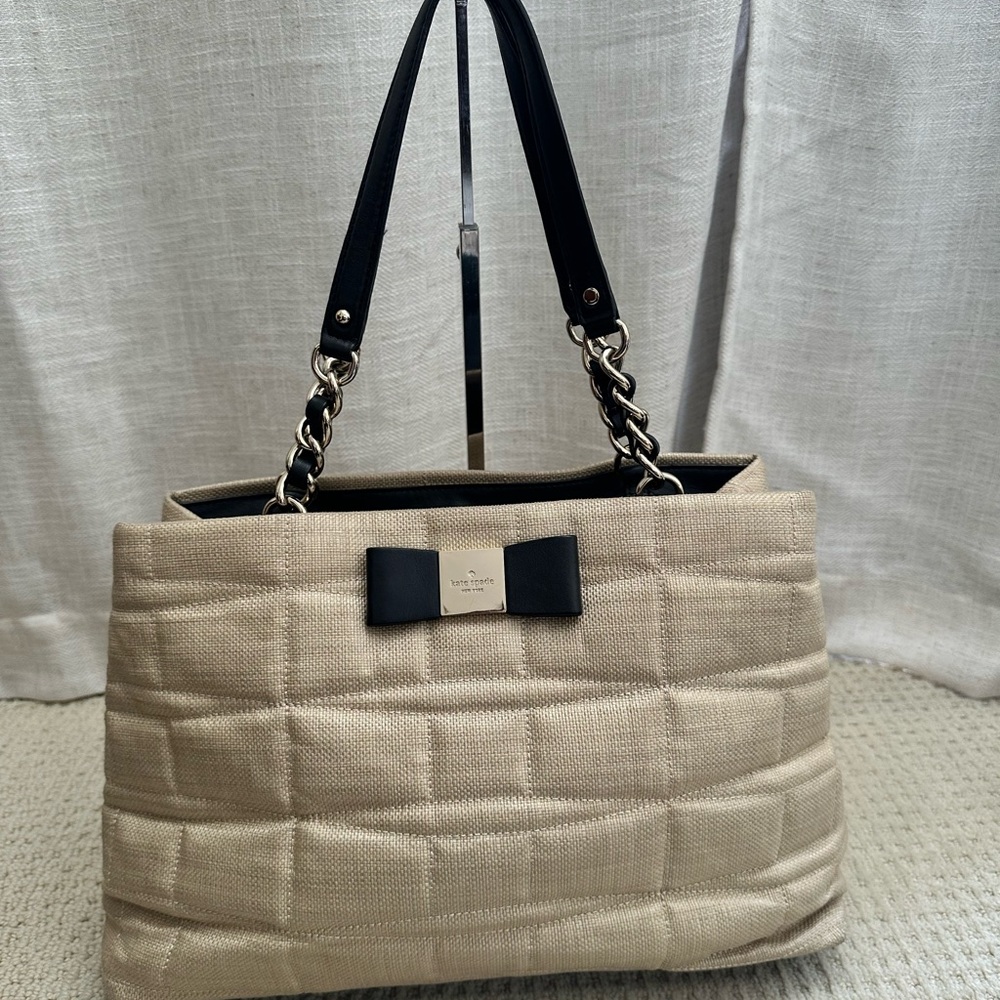Kate Spade Beige Tote Bag with Black Accents